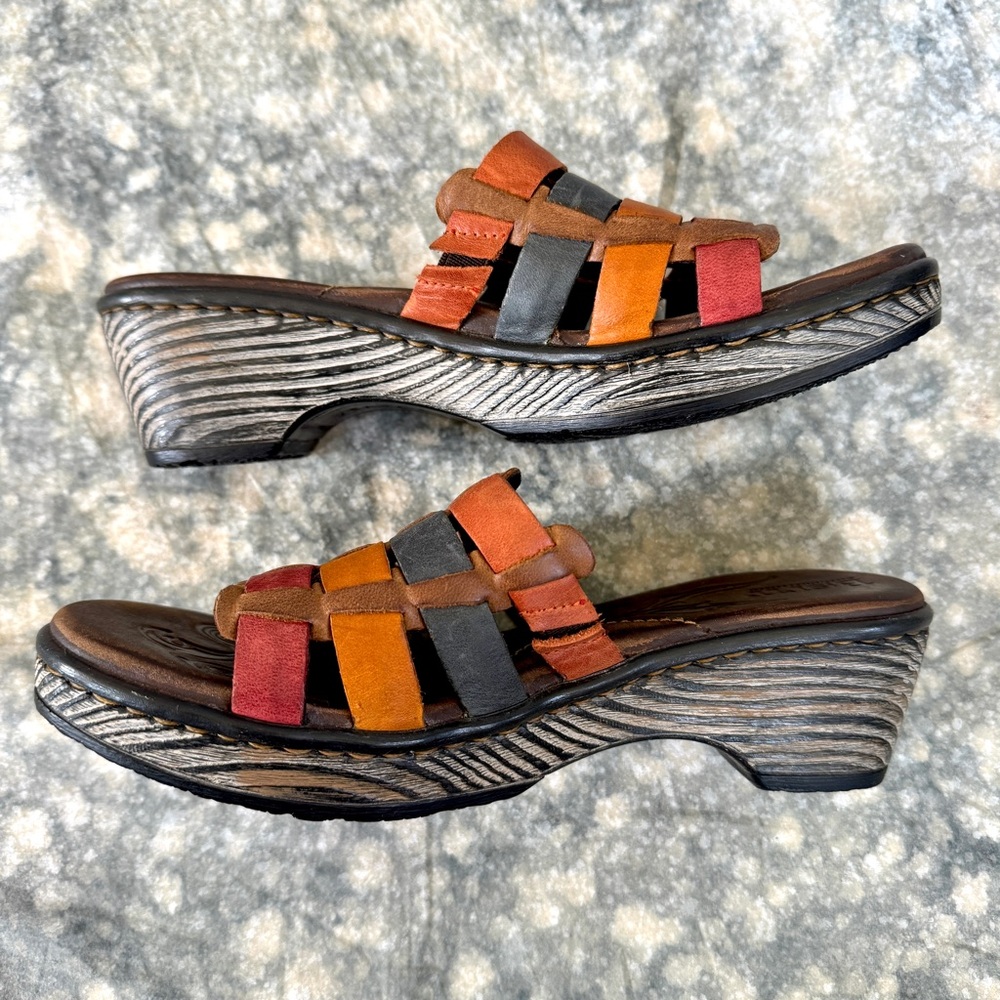 Born Multi-color Lolo Leather Sandals 7 - Tree Print Soles - Picture 2 of 8